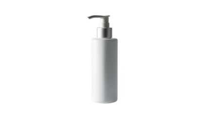 White pump bottle for lotion. This sleek and practical container is perfect for dispensing skincare products, isolated on transparent background