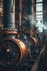 Old Steam Engines in Factory