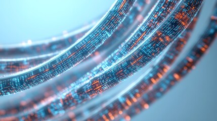 Fiber Optic Cables, Glowing Blue and Orange, High-Speed Internet, Data Transmission, Technology