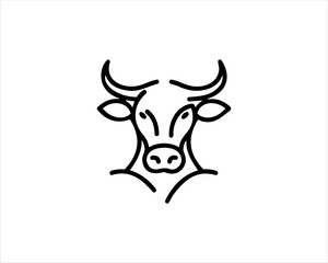 Cow head logo vector. Animal farm. Cow icon vector illustration.