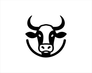 Cow head logo vector. Animal farm. Cow icon vector illustration.