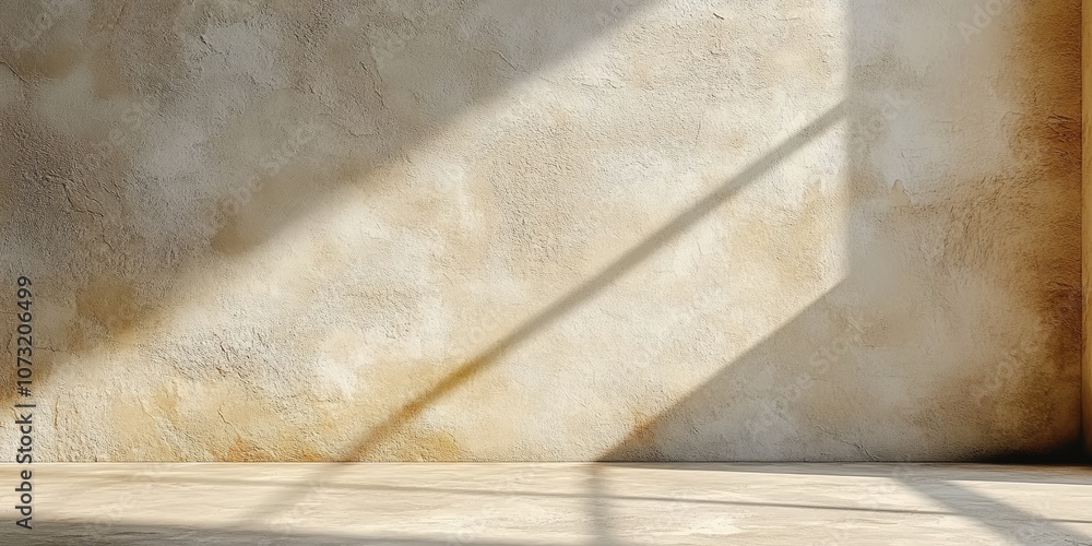 Poster a minimal and abstract background featuring soft light and textured wall with natural elements for c
