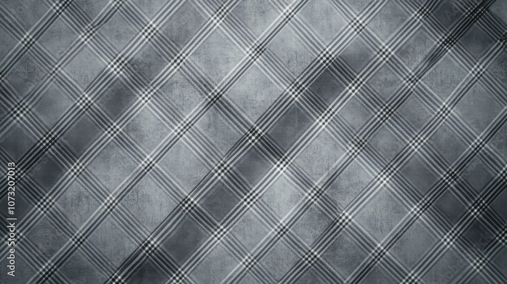 Poster a stylish gray plaid pattern featuring diagonal lines and textures, perfect for background use.