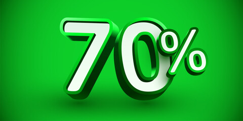 70 percent Off. 3d number 70. Sale banner.