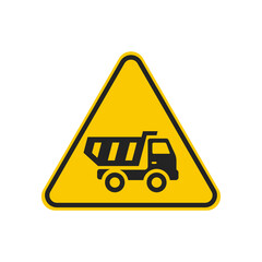 Isolated triangle safety sign blind spot for truck trailer lorry road yellow safety sticker