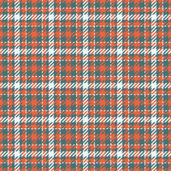 Volume plaid texture seamless, 40s background fabric vector. Hispanic pattern textile tartan check in cyan and red colors.