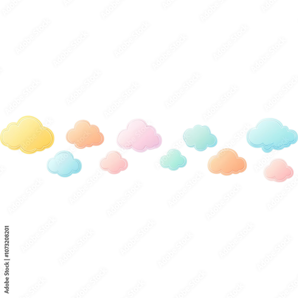 Poster soft pastel clouds float in a whimsical arrangement, creating a soothing and dreamy atmosphere perfe