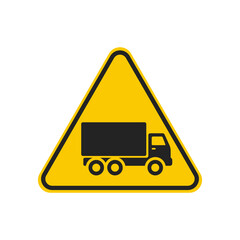 Isolated triangle safety sign blind spot for truck trailer lorry road yellow safety sticker