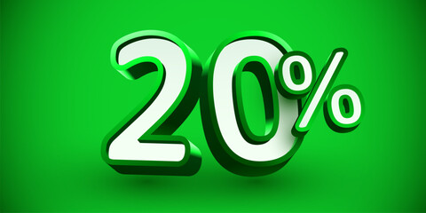20 percent Off. 3d number 20. Sale banner.