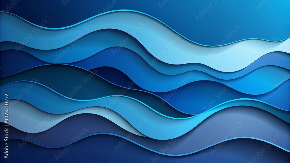 Poster elegant blue abstract background with wavy paper cut shapes for modern web design and presentations,