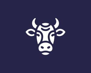 Cow head logo vector. Animal farm. Cow icon vector illustration.