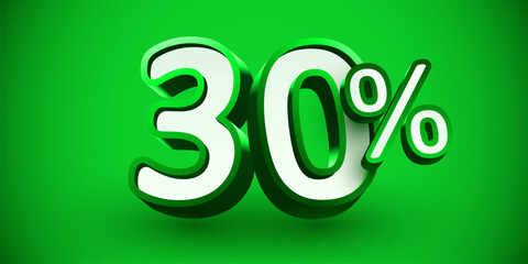 30 percent Off. 3d number 30. Sale banner.
