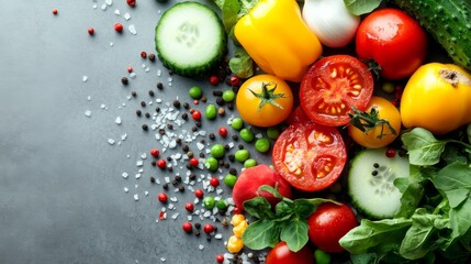 Variety of Fresh Vegetables on Dark Background