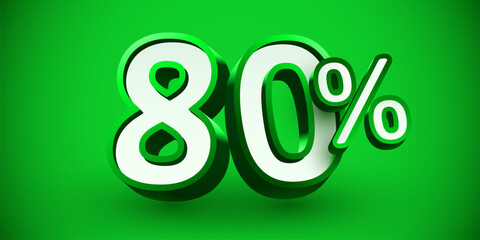 80 percent Off. 3d number 80. Sale banner.