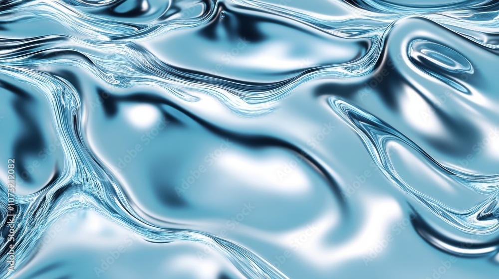 Poster an abstract close-up of shimmering blue liquid, creating a mesmerizing and fluid aesthetic with smoo