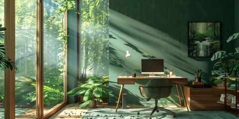 Green Walls and Natural Decor: The Ultimate Nature-Inspired Home Office, Designing a Nature-Lover’s Dream Home Office with Green Walls
