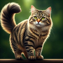 Funny striped kitten sitting and smiling. Ai generated