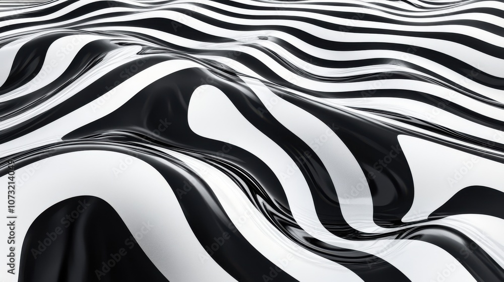 Poster abstract black and white waves create a dynamic, flowing pattern that evokes a sense of movement and