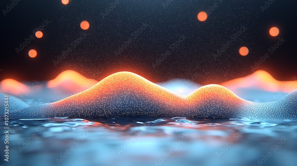 Poster explore the mesmerizing patterns of vibrant waves illuminating a serene surface
