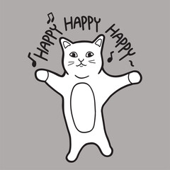 Happy Cat Meme Sticker T-shirt Transparent Vector Cute Illustration