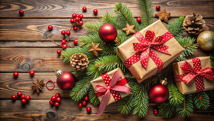 Christmas Gift Boxes and Decorations with copyspace