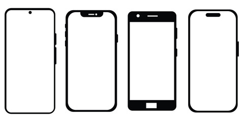 Set of Realistic smartphone mockup. Mobile phone icon with blank display in a flat style vector illustration.