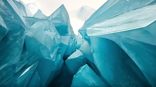Flying among ice blocks floating on the sea B