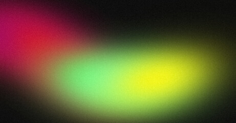 Trendy red orange green color gradient grainy backdrop design, noise texture, copy space.