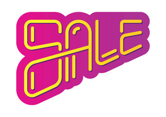 hand drawn sale logo. purple-yellow sale word concept. sale logo for marketing, shopping, business