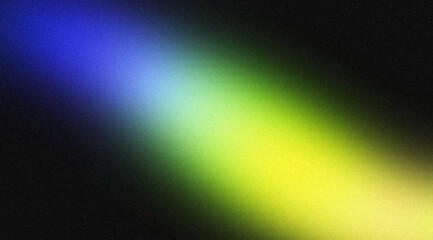 Trendy green yellow blue color gradient grainy backdrop design, noise texture, copy space.