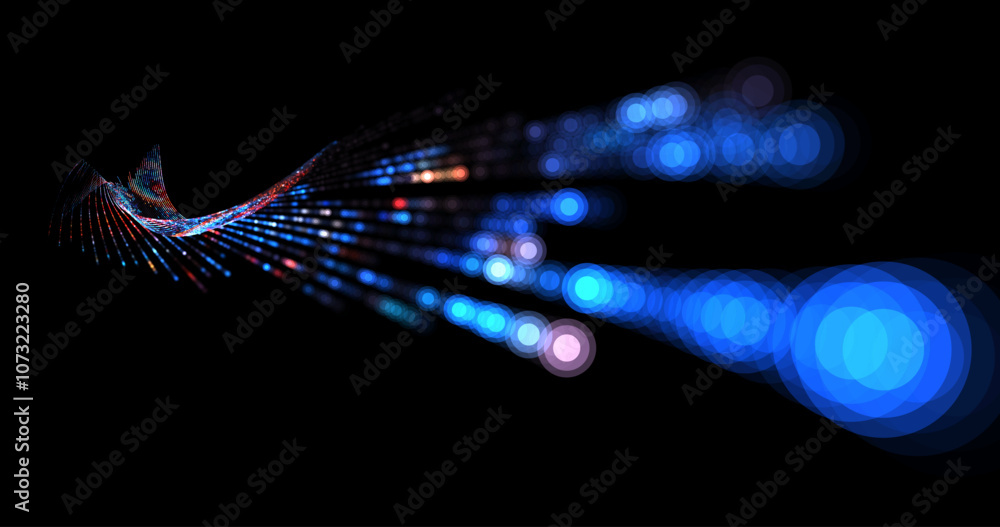 Poster wave pattern vector. 3d glowing abstract digital particles background. technology concept. abstract 