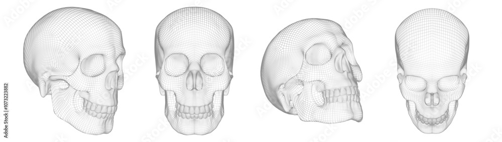 Aufkleber the image is a set of skulls, made in the form of a grid frame on a white background. this is a digi