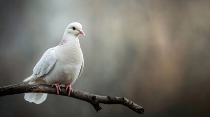 A white dove perched on a branch