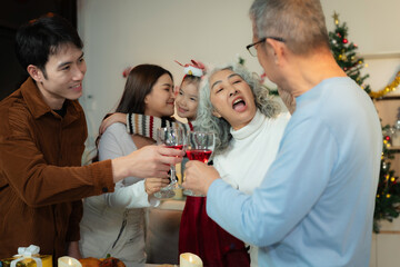 Dinner and Family holiday celebrating, together at Merry Christmas and  New Year.