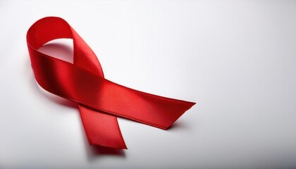 High-Resolution Close-Up of a Red Awareness Ribbon on White Background Symbolizing HIV AIDS Awareness, Support, and Advocacy for Health Campaigns and Social Justice Initiatives