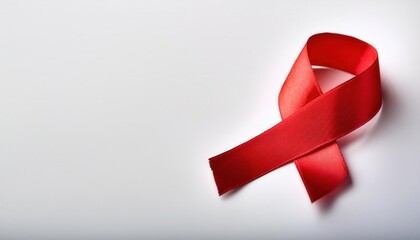 High-Resolution Close-Up of a Red Awareness Ribbon on White Background Symbolizing HIV AIDS Awareness, Support, and Advocacy for Health Campaigns and Social Justice Initiatives