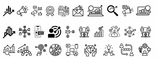 marketing icons set in vector