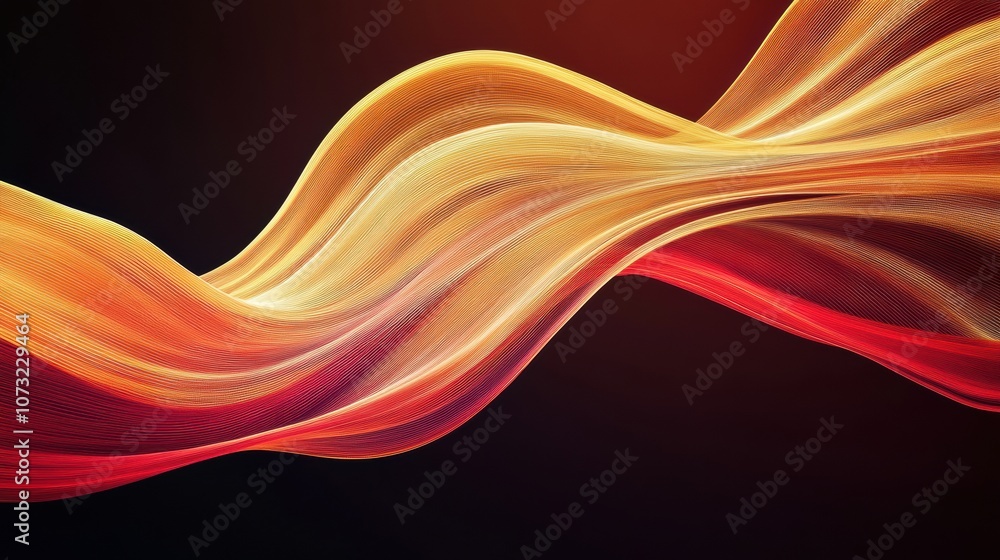 Poster abstract waves of vibrant orange and red create a dynamic and fluid visual effect, ai
