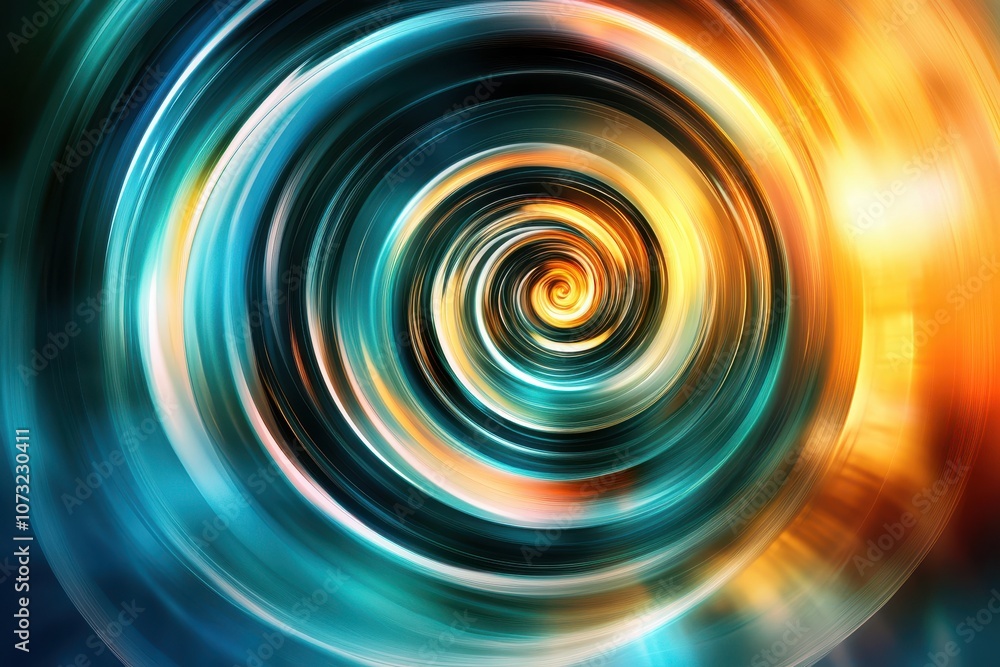Poster dynamic spiral design with concentric circles in vibrant colors creating a captivating visual experi