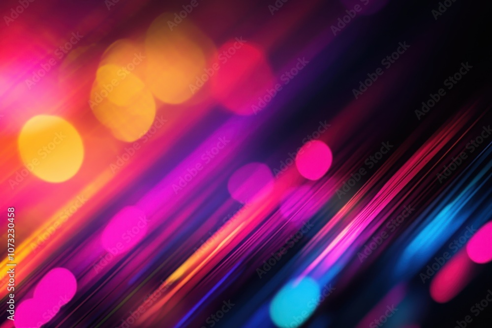Poster luminous neon spectrum of vibrant hues on a dark background creating an energetic and dynamic visual