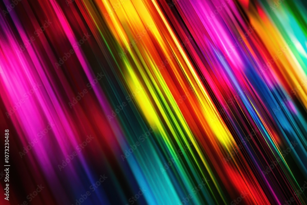 Poster a vibrant spectrum of neon colors creating a striking visual effect with bold and dynamic lines in b