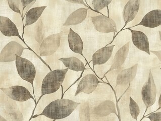 Soft Textured Botanical Leaves Pattern with Organic Shapes and Neutral Tones Ideal for Creative Designs and Elegant Backgrounds