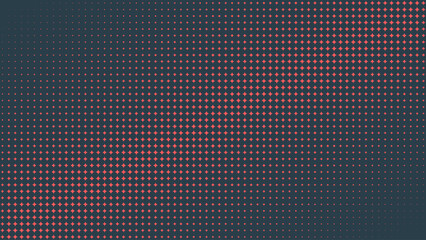 Circular Halftone Pattern Faded Gradient Tilted Border Vector Red Black Abstract Background. Ultra Modern Minimalistic Brutalism Style Half Tone Graphics. Retro Futuristic Sci-Fi Tech Art Illustration