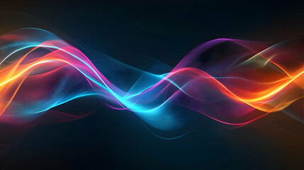 Obraz premium Intertwining glowing waves in red, blue, and pink tones, symbolizing futuristic aesthetics and digital motion.