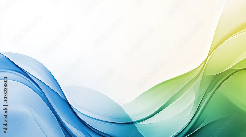 Poster abstract waves of blue and green create a serene and dynamic visual flow, ai