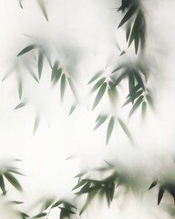 Bamboo leaves creating a peaceful and relaxing atmosphere behind frosted glass