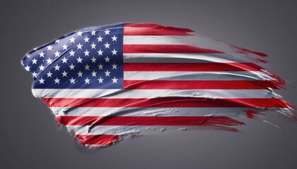Obraz premium Dynamic Brushstroke of the American Flag Symbolizing Patriotism, Independence, and Resilience. Ideal for Veterans Day, Fourth of July, or USA National Celebration Concepts