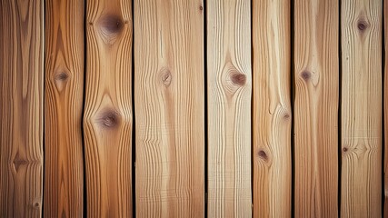 Fototapeta premium Close-up of a smooth wooden surface featuring a natural grain pattern and knots, ideal for crafting or design projects.