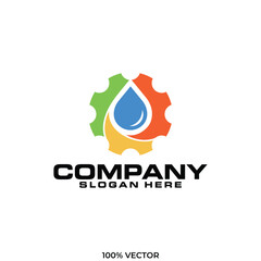 water drop gear energy engineering logo Design Vector Template