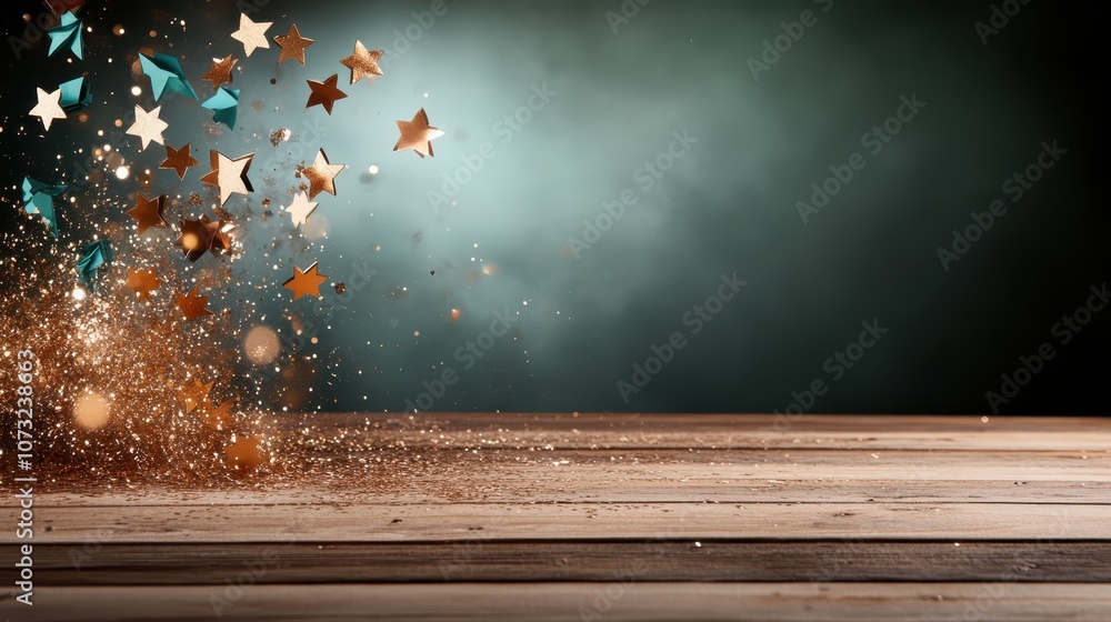 Aufkleber a dynamic composition captures a burst of stars against a mystical backdrop, creating an energetic a